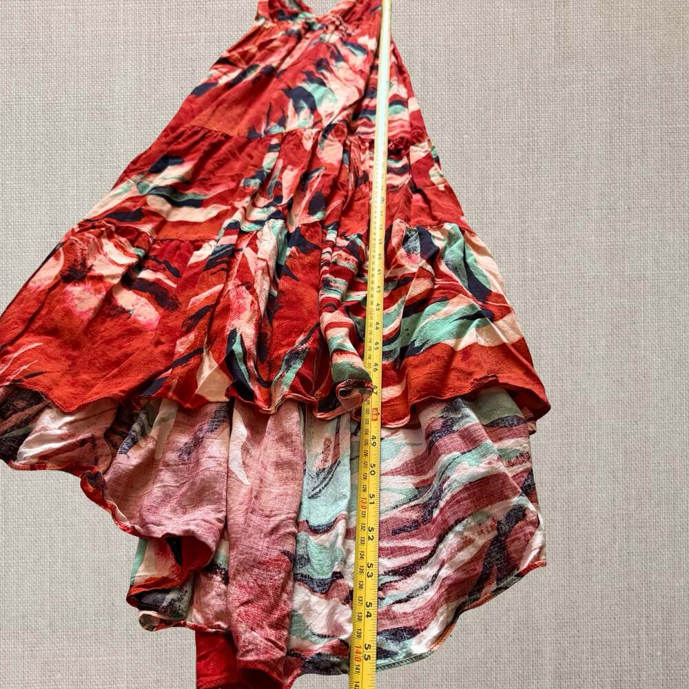 Anthropologie Red Tropical Print Deep V-Neck Tiered Maxi Dress tropical goddess - Picture 8 of 12